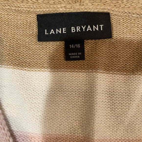 lane bryant 14/16 Button Crop Knit Sweater 3/4 Sleeve Ran Pink White Cardigan - Picture 3 of 4